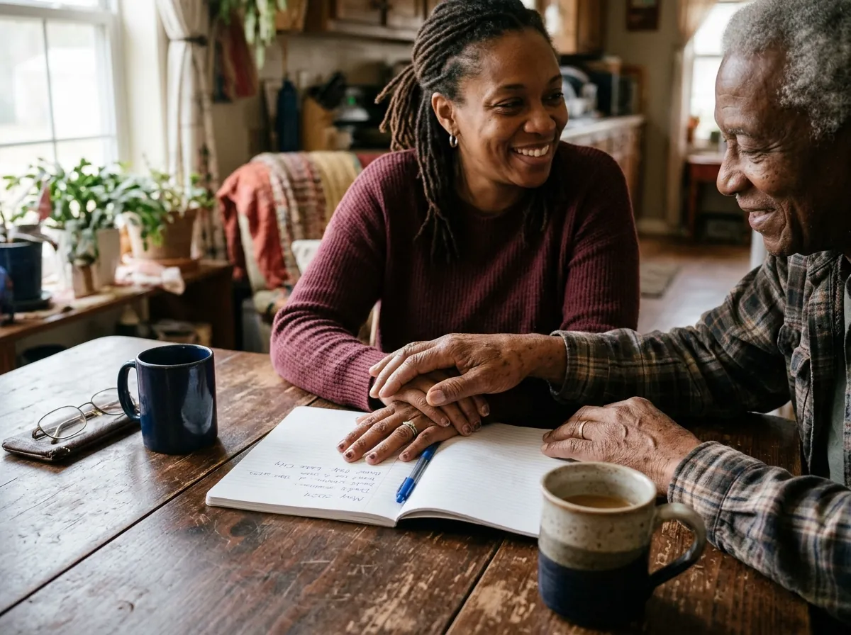 Older couple going over bills and a calculator at home